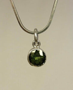 Peridot necklace, August birthday gift, green circle pendantSeptember birthstone
