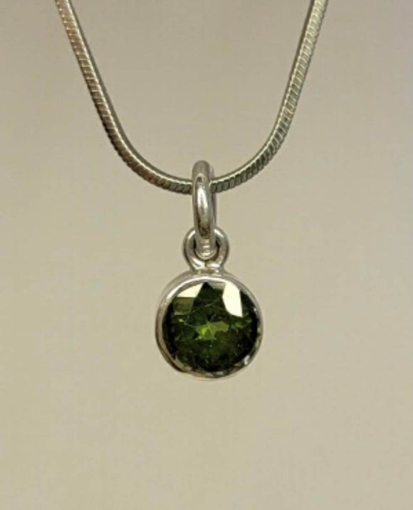 Peridot necklace, August birthday gift, green circle pendantSeptember birthstone