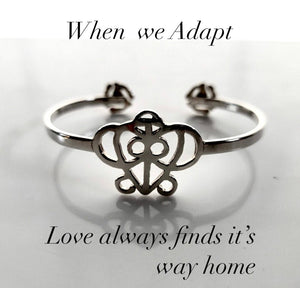 Love theme bracelet, Adinkra symbol love, 45 rpm adaptor jewelry, relationships, anniversary gift, couples gift ideas, Odo Nnyew Fie Kwan