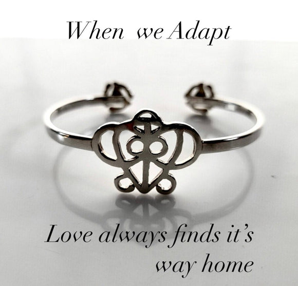 Love theme bracelet, Adinkra symbol love, 45 rpm adaptor jewelry, relationships, anniversary gift, couples gift ideas, Odo Nnyew Fie Kwan