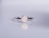 Opal ring, stackable, October birthday gift idea, small handmade pinky ring, minimalist jewelry