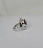 Pink rutilated quartz ring, handmade silver pink gemstone ring, statement jewelry