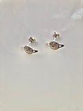 Saturn stud earrings, Planet earrings, sterling silver