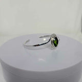 Peridot Cuff Bracelet, unique birthstone gift, Oval August green gemstone, set in sterling silver