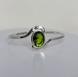 Peridot Necklace, unique birthstone pendant, Oval August green gemstone, set in sterling silver