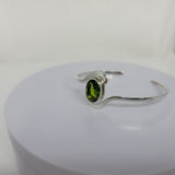 Peridot Cuff Bracelet, unique birthstone gift, Oval August green gemstone, set in sterling silver