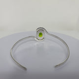 Peridot Cuff Bracelet, unique birthstone gift, Oval August green gemstone, set in sterling silver