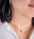 Peridot necklace, August birthday gift, green circle pendant