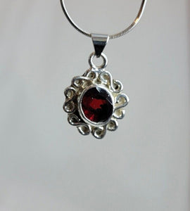 Ruby red spinel necklace, August birthstone, sterling silver handmade pendant