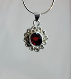Ruby red spinel necklace, August birthstone, sterling silver handmade pendant