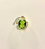 Silver peridot ring,  Leo birthday gift, Statement green ring, handmade, August  birthstone