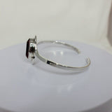 Ruby red spinel bracelet, August birthstone, sterling silver handmade cuff