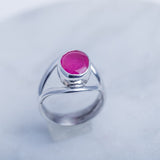 Fuchsia Ruby ring, Sterling handmade statement ring with Brazilian Ruby faceted stone