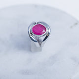 Fuchsia Ruby ring, Sterling handmade statement ring with Brazilian Ruby faceted stone