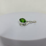Peridot Necklace, unique birthstone pendant, Oval August green gemstone, set in sterling silver