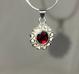 Ruby red spinel necklace, August birthstone, sterling silver handmade pendant