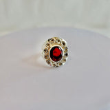 Ruby red spinel ring, August birthstone, sterling silver handmade statement ring