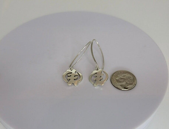 Gye Nyame drop earrings,  adinkra symbol jewelry gift, Ghana cultural gift, God first, small silver earrings
