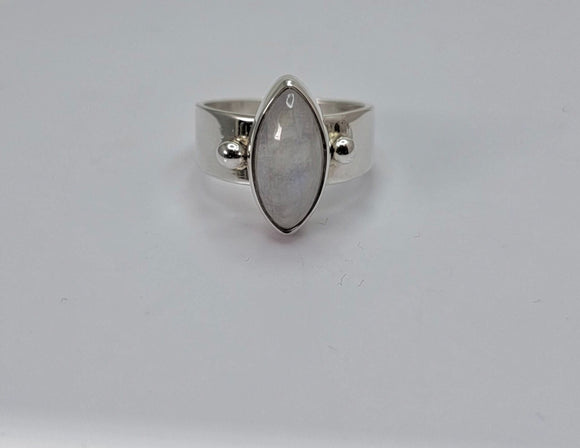 Moonstone ring, gift for new beginnings, sterling silver statement ring, handmade jewelry, rainbow moonstone