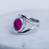 Fuchsia Ruby ring, Sterling handmade statement ring with Brazilian Ruby faceted stone