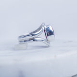 Fuchsia Ruby ring, Sterling handmade statement ring with Brazilian Ruby faceted stone