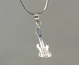Guitar necklace, music jewelry gift, sterling silver pendant