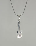 Guitar necklace, music jewelry gift, sterling silver pendant