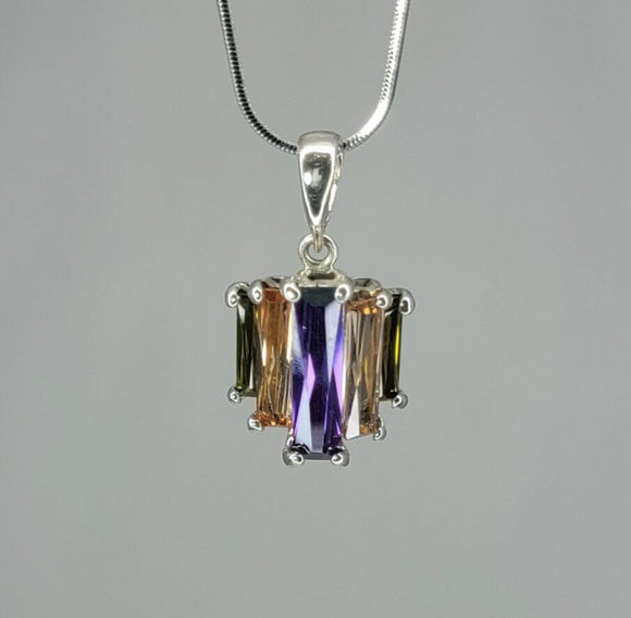 Multi color crystal necklace, handmade in sterling silver, New Orleans lovers jewelry, Neutral Ground is Higher Ground