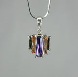 Multi color crystal necklace, handmade in sterling silver, New Orleans lovers jewelry, Neutral Ground is Higher Ground
