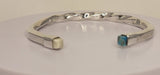 Solid silver cuff bracelet, Rare Turquoise and upcycled ivory handmade jewelry gift for him
