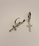 Cross hoop earrings, Cross dangle Huggies