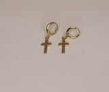 Cross hoop earrings, Cross dangle Huggie