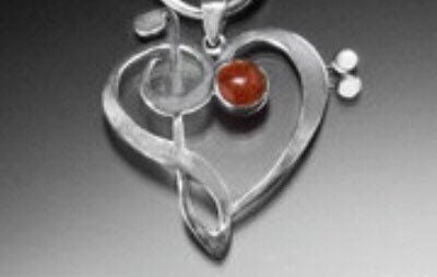 Bold Silver Necklace, heart Pendant, Gift for DJ,  Musical Love necklace, Graduation gift,