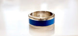 Silver and Blue enamel band ring