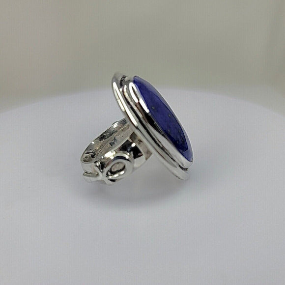 Silver lapis ring, ankh statement band with oval blue lapis stone, handmade, one of a kind jewelry, Egyptian jewelry