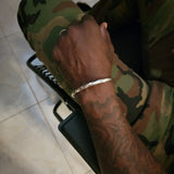 Solid silver cuff bracelet, handmade gift for him