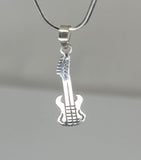 Guitar necklace, music jewelry gift, sterling silver pendant