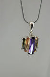 Multi color crystal necklace, handmade in sterling silver, New Orleans lovers jewelry, Neutral Ground is Higher Ground