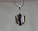 Multi color crystal necklace, handmade in sterling silver, New Orleans lovers jewelry, Neutral Ground is Higher Ground