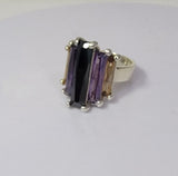 Multi color crystal Statement Ring,  handmade in sterling silver, Chester Allen design, Neutral Ground is Higher Ground New Orleans gift