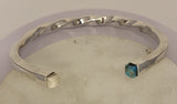 Solid silver cuff bracelet, Rare Turquoise and upcycled ivory handmade jewelry gift for him