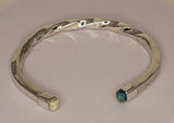 Solid silver cuff bracelet, Rare Turquoise and upcycled ivory handmade jewelry gift for him