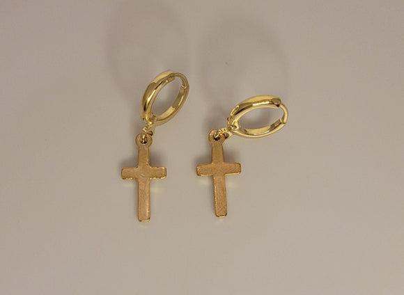 Cross hoop earrings, Cross dangle Huggie