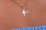 Heartbeat necklace, Sterling silver, pendant for medical student or professional, Stocking stuffer