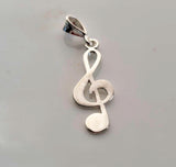 Treble clef Pendant, Sterling silver, music note jewelry