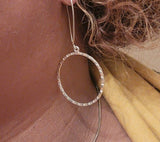 Hoop earrings sterling silver, drop handmade hammered jewelry, gift for her