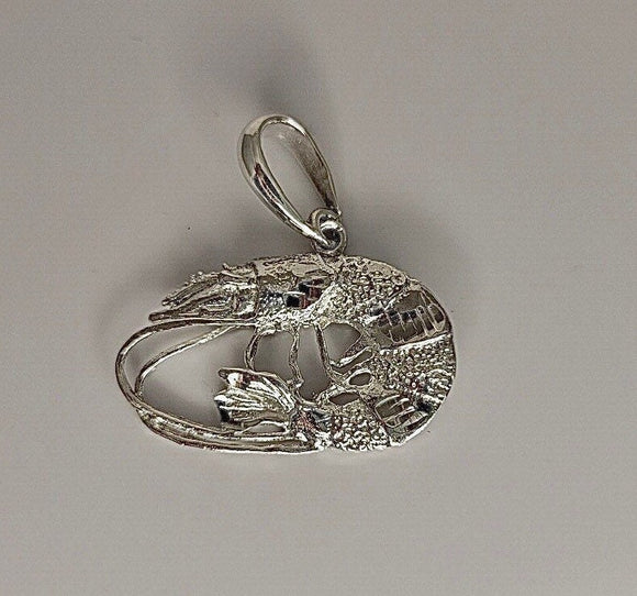 Shrimp necklace, Gulf coast gift, silver prawn pendant