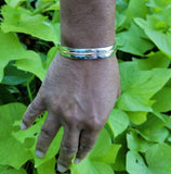Sterling silver wrist cuff, handmade with mixed metal accents, Adjustable bracelet