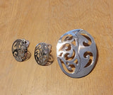 Silver jewelry set, Oval necklace and earrings set, handmade jewelry, great Christmas gift for her