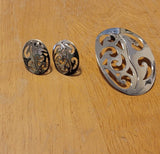 Silver jewelry set, Oval necklace and earrings set, handmade jewelry, great Christmas gift for her